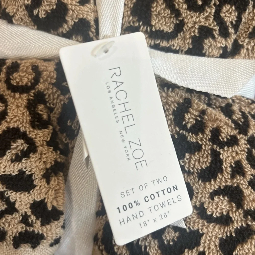 Rachel Zoe 8/Set Leopard Cheetah Animal Print Bath Hand Wash Towel Brown Black